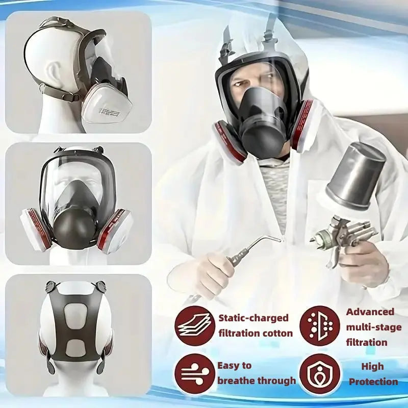 Reusable Full Face Mask with Filter Box, 17-in-1Anti-Gas, Dust-Resistant & Anti-Fog Full FaceMask Set for Painting, Woodworking,Construction, Grinding, Spraying andChemicals #GLOBAL PICKS