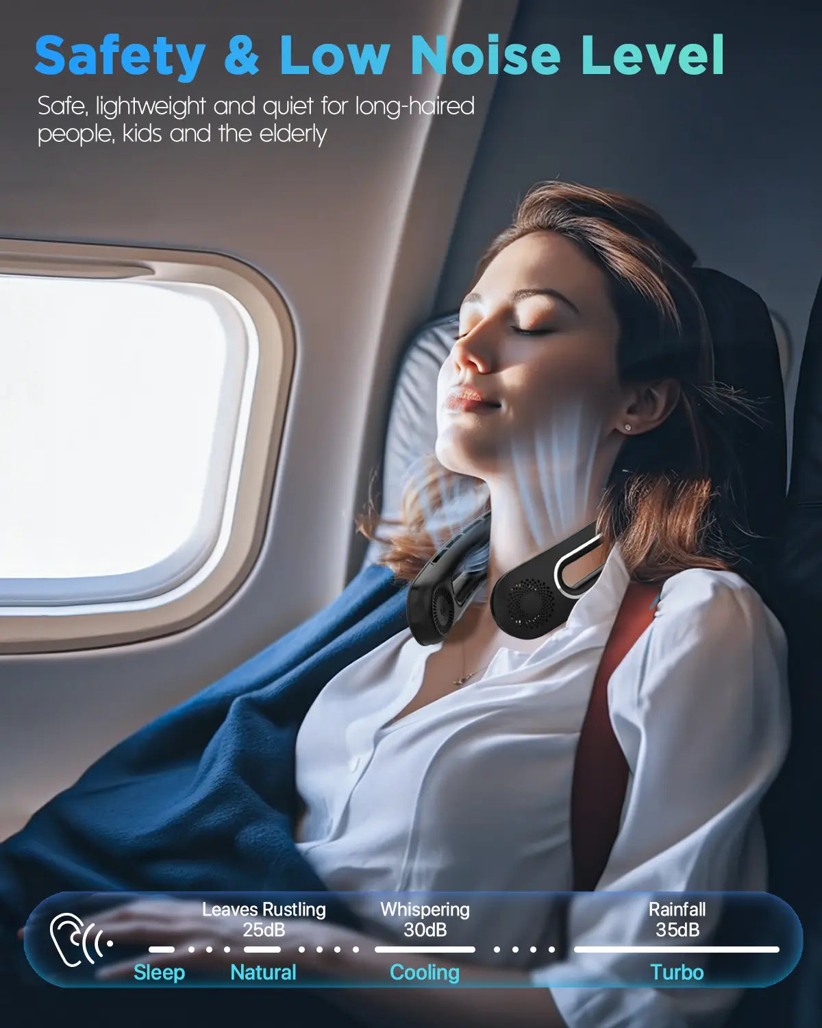 Neck Fan, Hands Free Bladeless Neck FansPortable Rechargeable, 360° Cooling NeckFan, 4 Speeds, Quiet, 5200 mAh BatteryOperated USB Wearable Personal Fan Gifts forWomen, Travel, Outdoor
