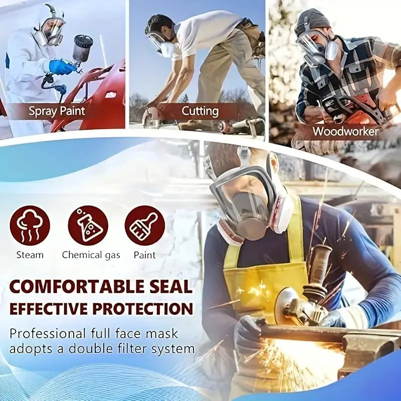 Reusable Full Face Mask with Filter Box, 17-in-1Anti-Gas, Dust-Resistant & Anti-Fog Full FaceMask Set for Painting, Woodworking,Construction, Grinding, Spraying andChemicals #GLOBAL PICKS