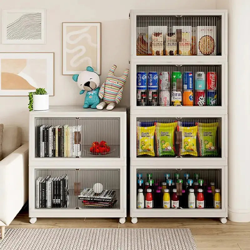 128 QT Fold able Storage Bins with Lid, Magnetic Door & Wheels, Stack able Large Storage Organizer for Home, Office & Dorm