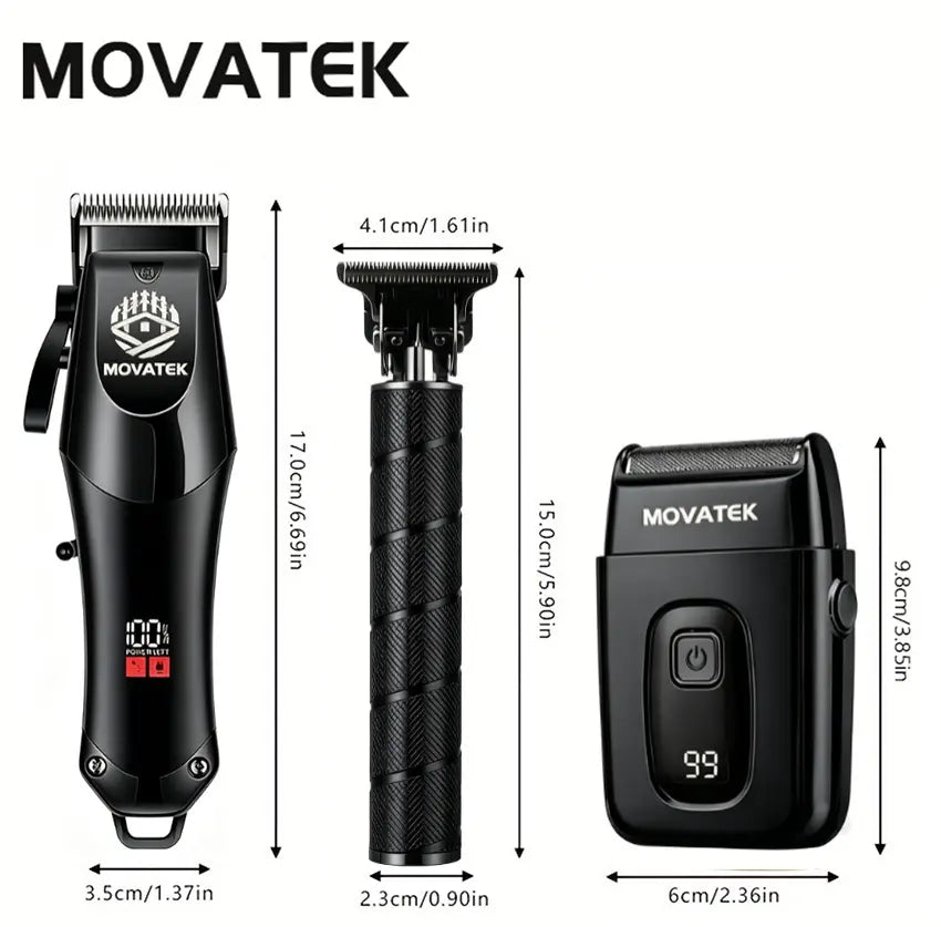 3-Piece Cordless Hair Clipper & Trimmer Kit for Men, USB Rechargeable Barber Set with LCD Display & Adjustable Blades