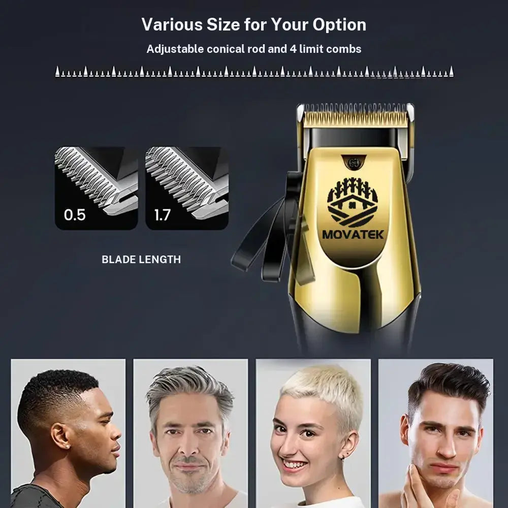 3-Piece Cordless Hair Clipper & Trimmer Kit for Men, USB Rechargeable Barber Set with LCD Display & Adjustable Blades