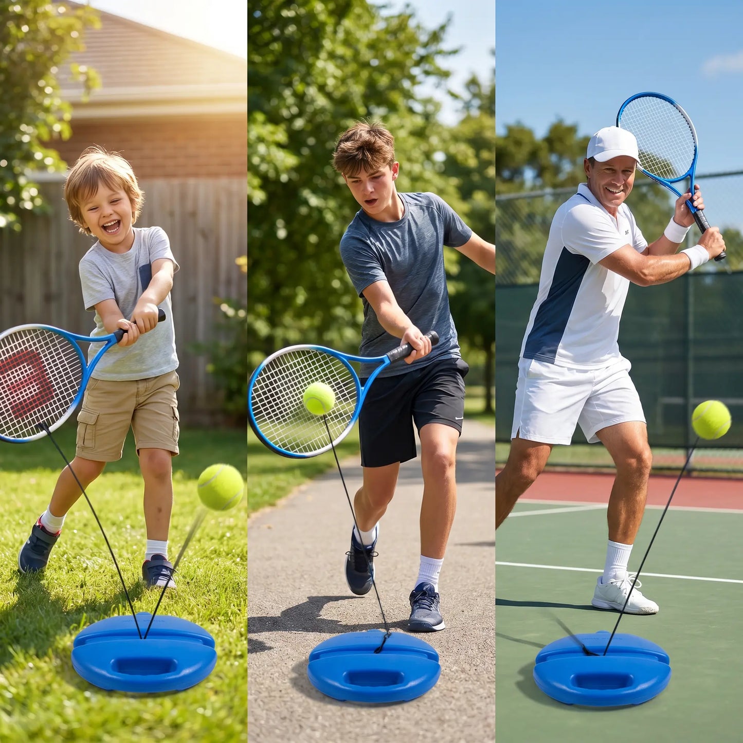 Solo Tennis Trainer Rebound Set with Racket &2 Balls - Portable Self-Practice Equipment