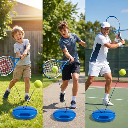 Solo Tennis Trainer Rebound Set with Racket &2 Balls - Portable Self-Practice Equipment