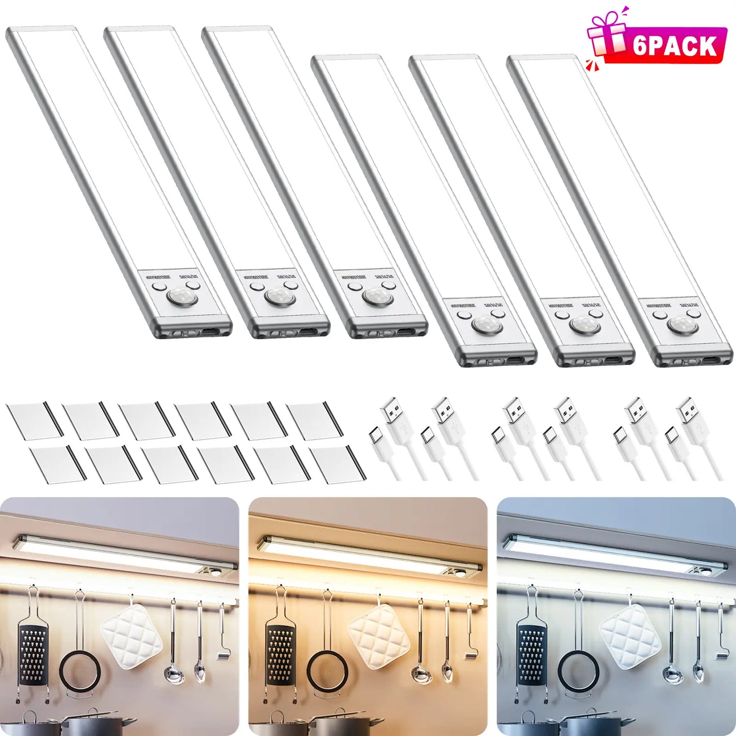 Under Cabinet Lights,MotionSensor Night Light Indoor,1500mAh USBRechargeable Light,Magnetic InstallationDimmable Lights for Kitchen,Wardrobe,Pantry,Closet,Bathroom,Stairs,SinkCabinet,Garage,#Deals for You Days