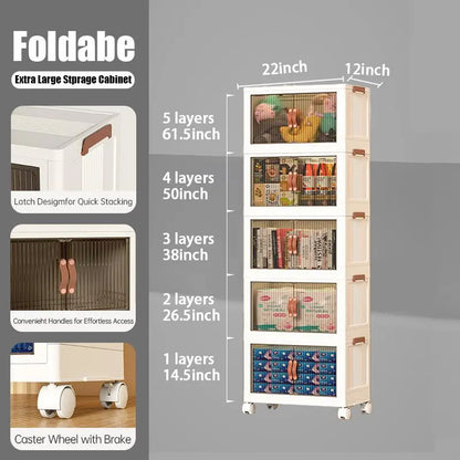 128 QT Fold able Storage Bins with Lid, Magnetic Door & Wheels, Stack able Large Storage Organizer for Home, Office & Dorm