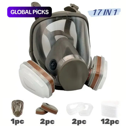 Reusable Full Face Mask with Filter Box, 17-in-1Anti-Gas, Dust-Resistant & Anti-Fog Full FaceMask Set for Painting, Woodworking,Construction, Grinding, Spraying andChemicals #GLOBAL PICKS