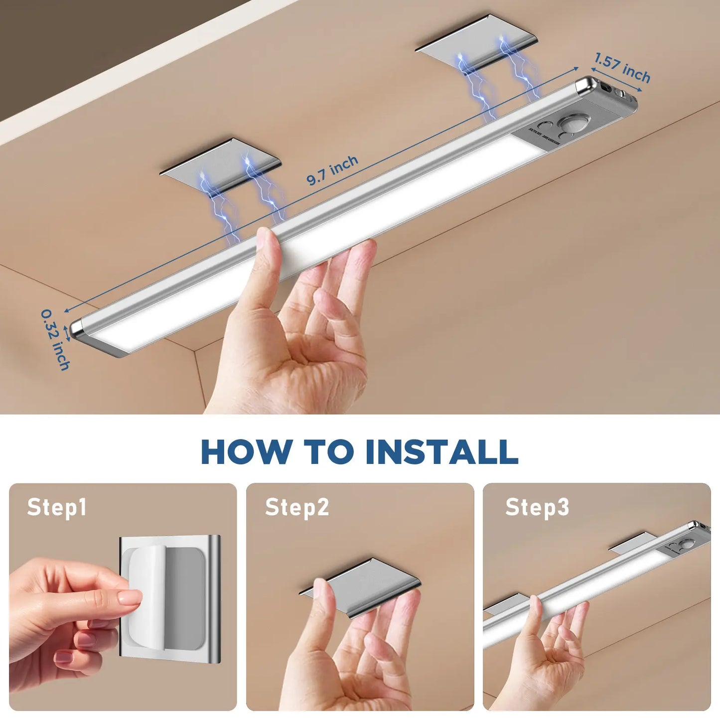 Under Cabinet Lights,MotionSensor Night Light Indoor,1500mAh USBRechargeable Light,Magnetic InstallationDimmable Lights for Kitchen,Wardrobe,Pantry,Closet,Bathroom,Stairs,SinkCabinet,Garage,#Deals for You Days