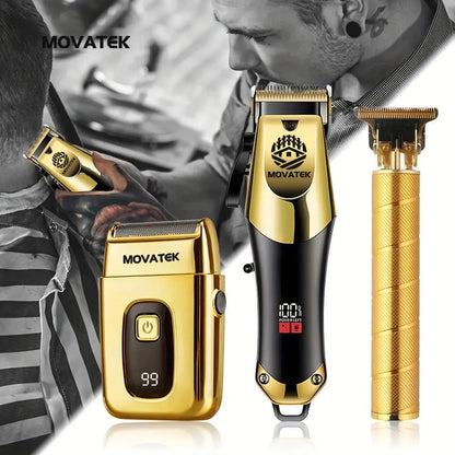 3-Piece Cordless Hair Clipper & Trimmer Kit for Men, USB Rechargeable Barber Set with LCD Display & Adjustable Blades