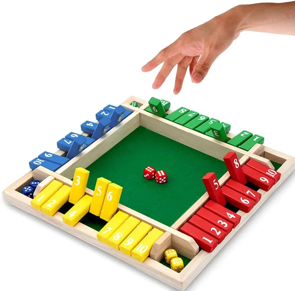Shut The Box Game,2-4 Player Family WoodenBoard Games,Family Math Games for Adultsand Kids,8 Dices Classics Tabletop Games forClassroom,Home,Party,Christmas Gift