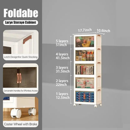 128 QT Fold able Storage Bins with Lid, Magnetic Door & Wheels, Stack able Large Storage Organizer for Home, Office & Dorm