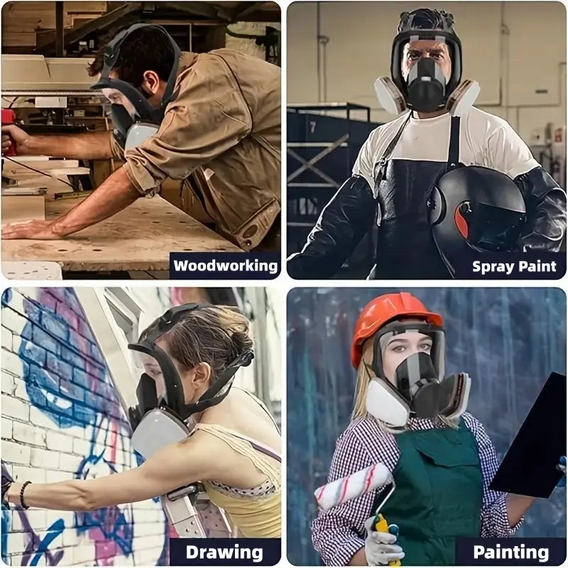 Reusable Full Face Mask with Filter Box, 17-in-1Anti-Gas, Dust-Resistant & Anti-Fog Full FaceMask Set for Painting, Woodworking,Construction, Grinding, Spraying andChemicals #GLOBAL PICKS