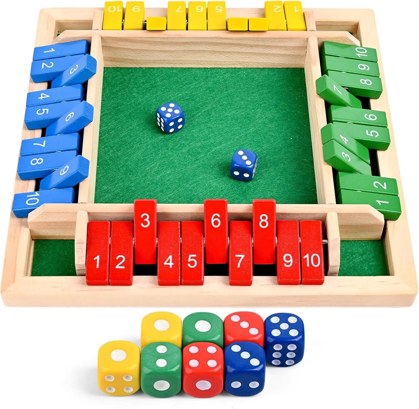 Shut The Box Game,2-4 Player Family WoodenBoard Games,Family Math Games for Adultsand Kids,8 Dices Classics Tabletop Games forClassroom,Home,Party,Christmas Gift