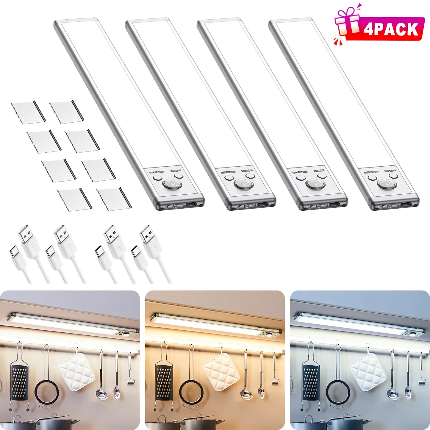 Under Cabinet Lights,MotionSensor Night Light Indoor,1500mAh USBRechargeable Light,Magnetic InstallationDimmable Lights for Kitchen,Wardrobe,Pantry,Closet,Bathroom,Stairs,SinkCabinet,Garage,#Deals for You Days