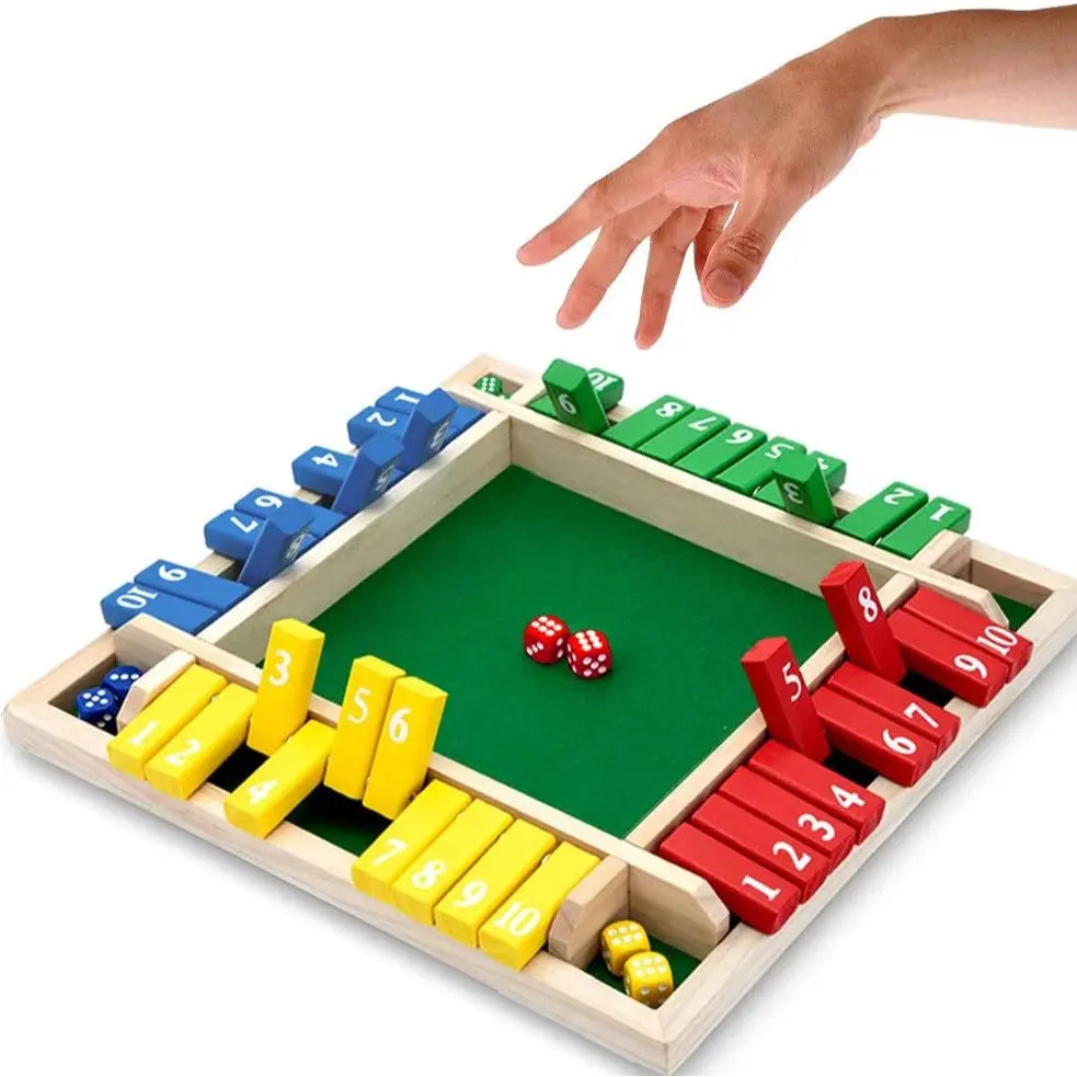 Shut The Box Game,2-4 Player Family WoodenBoard Games,Family Math Games for Adultsand Kids,8 Dices Classics Tabletop Games forClassroom,Home,Party,Christmas Gift
