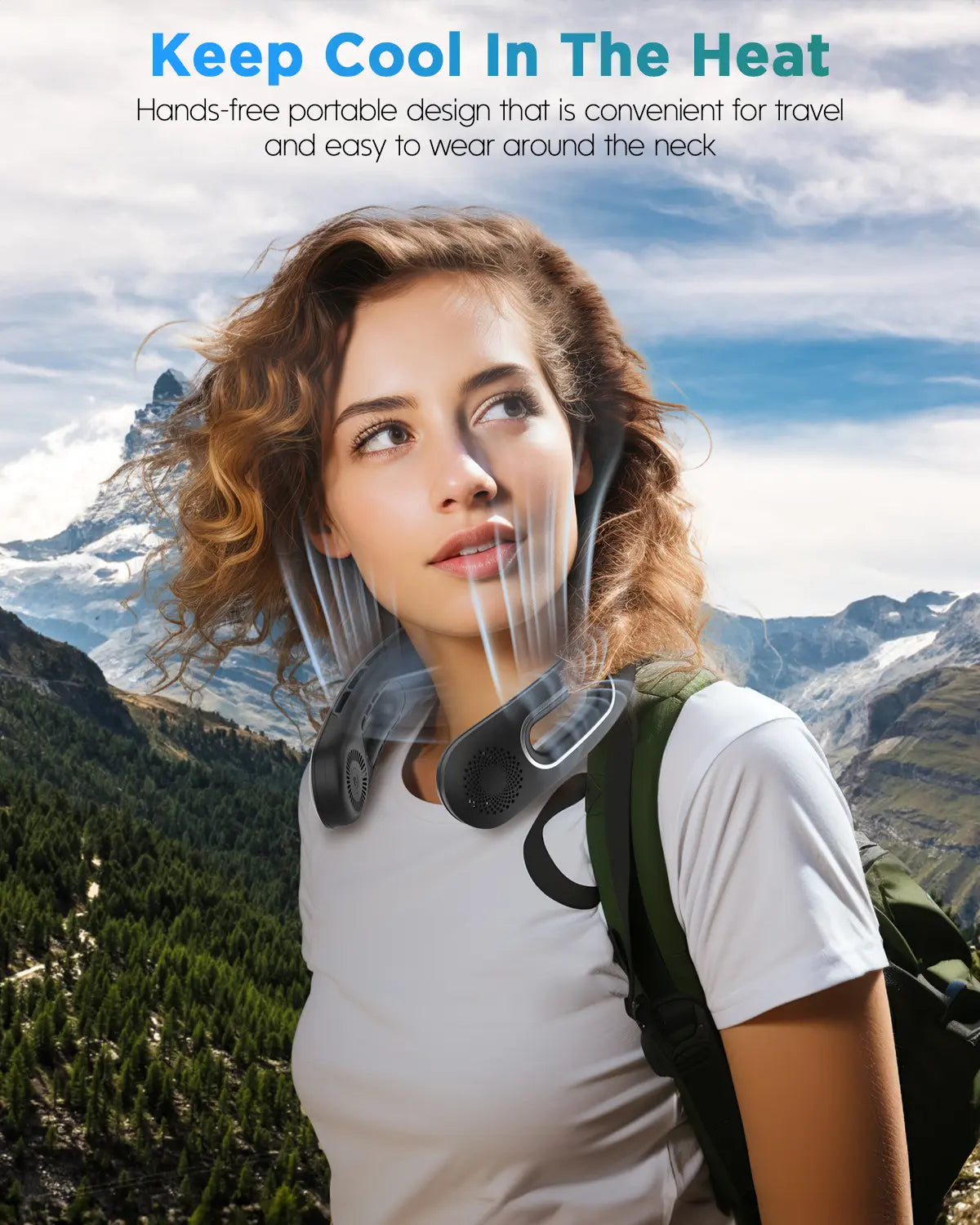 Neck Fan, Hands Free Bladeless Neck FansPortable Rechargeable, 360° Cooling NeckFan, 4 Speeds, Quiet, 5200 mAh BatteryOperated USB Wearable Personal Fan Gifts forWomen, Travel, Outdoor